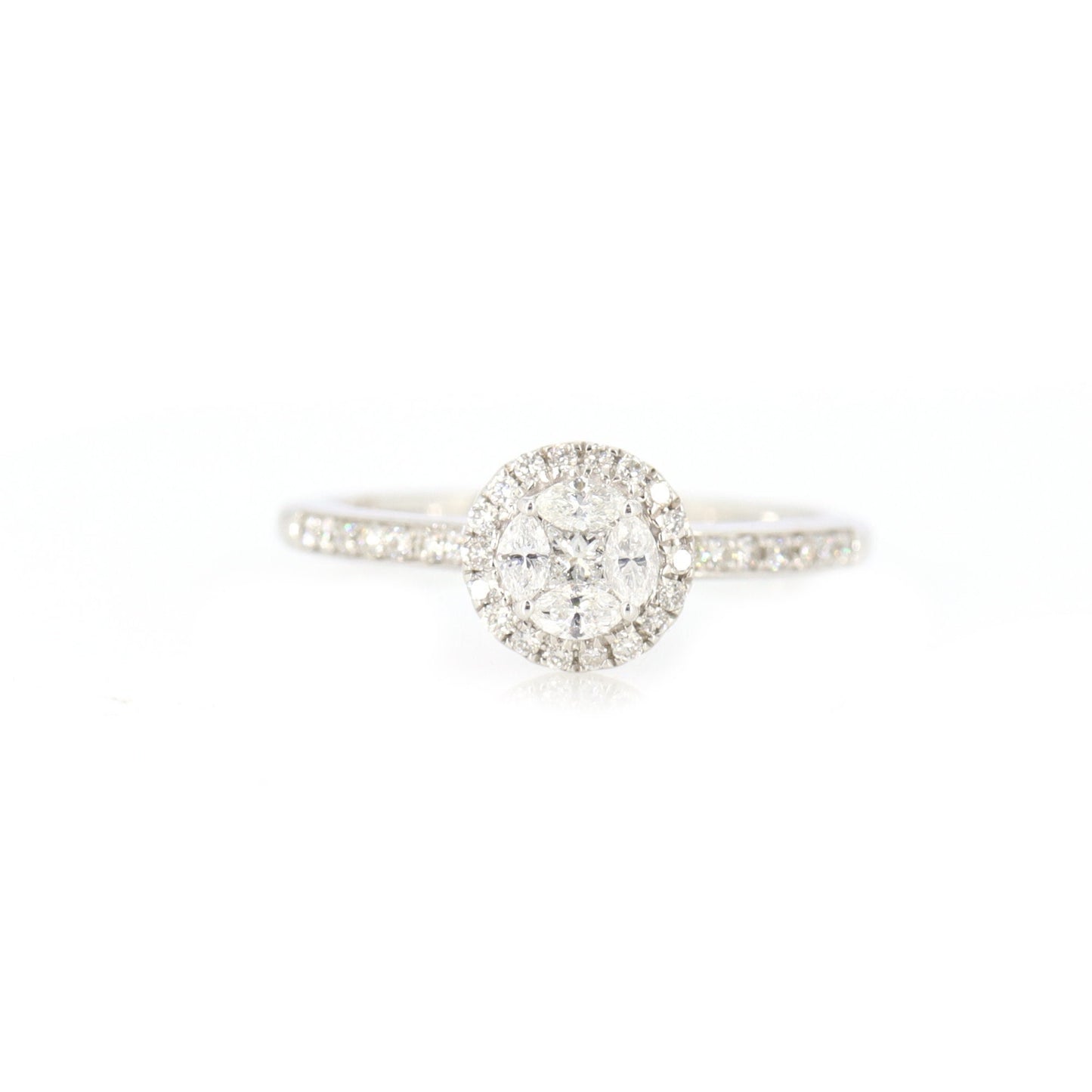 Illusion Setting 0.55 White Ring 18K Gold