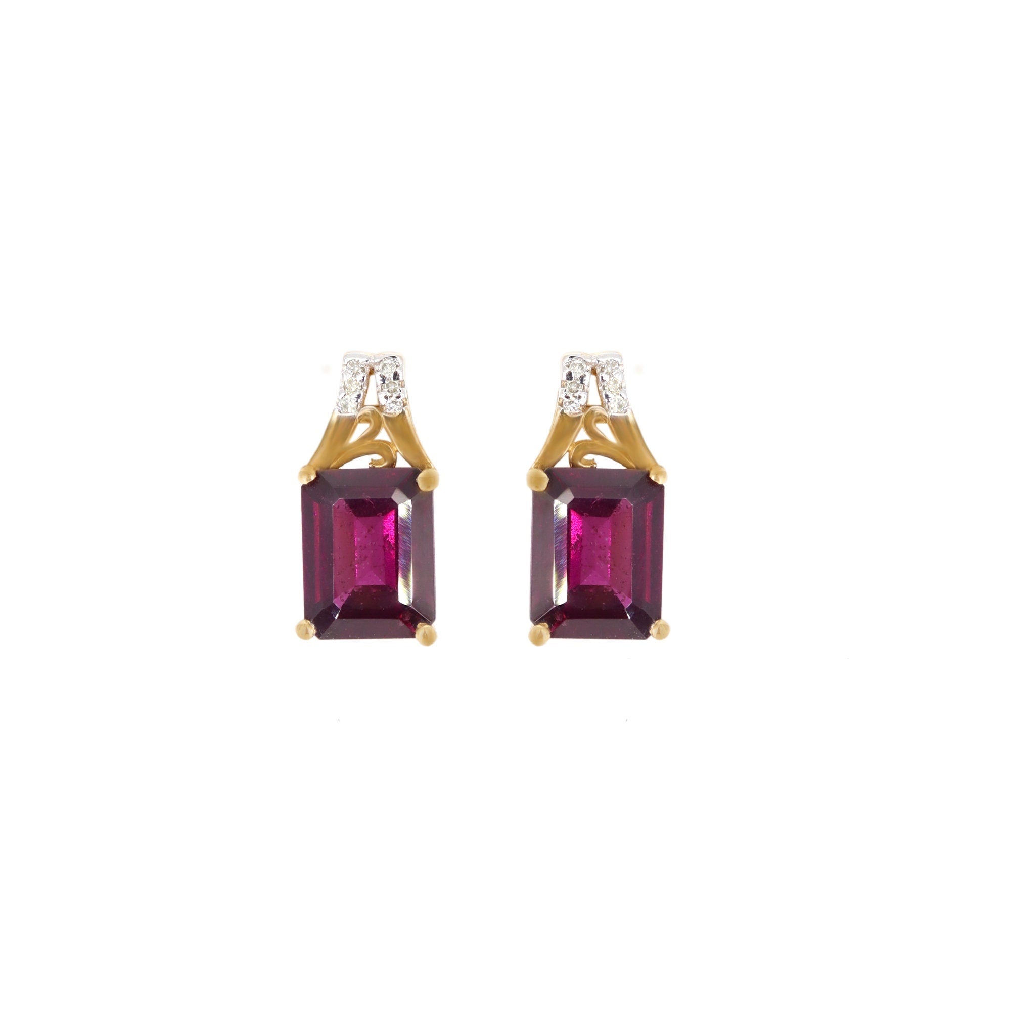 Rohdolite Garnet & Studs Yellow Earring 14K Gold