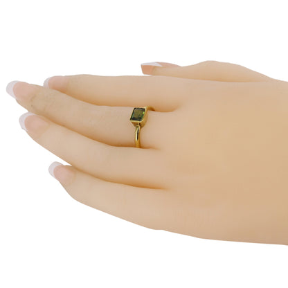 1.18 Green Tourmaline Ring 18K Gold