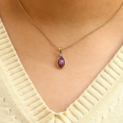 Star Ruby Pendant 14K Gold