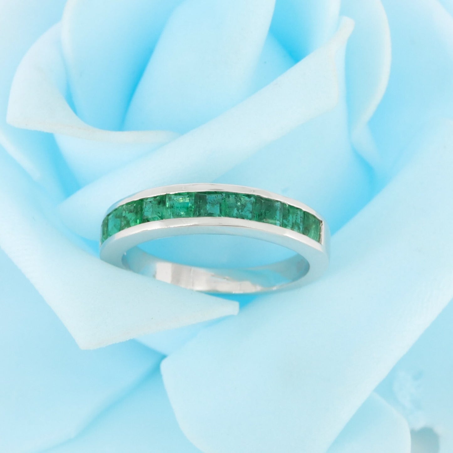 White Emerald Eternity Ring 14K Gold