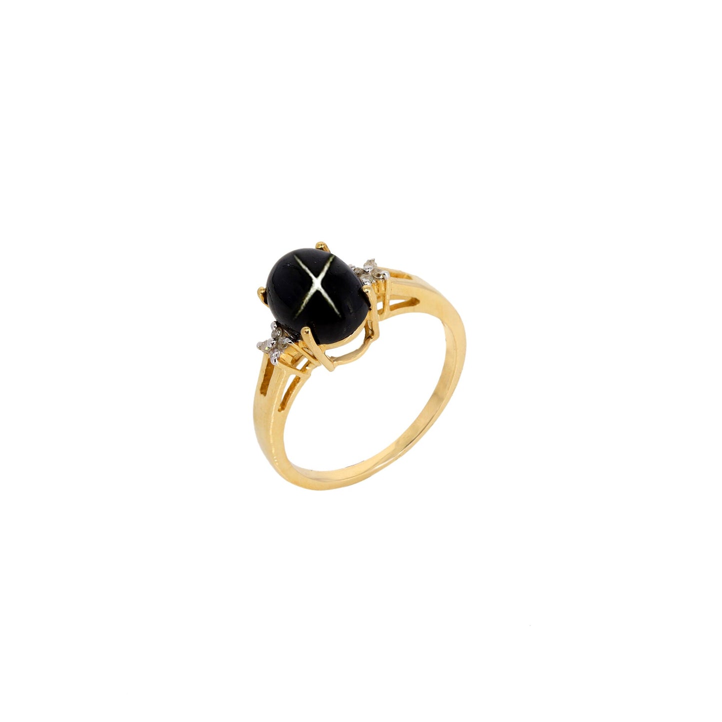 Yellow Black Star Ring 14K Gold