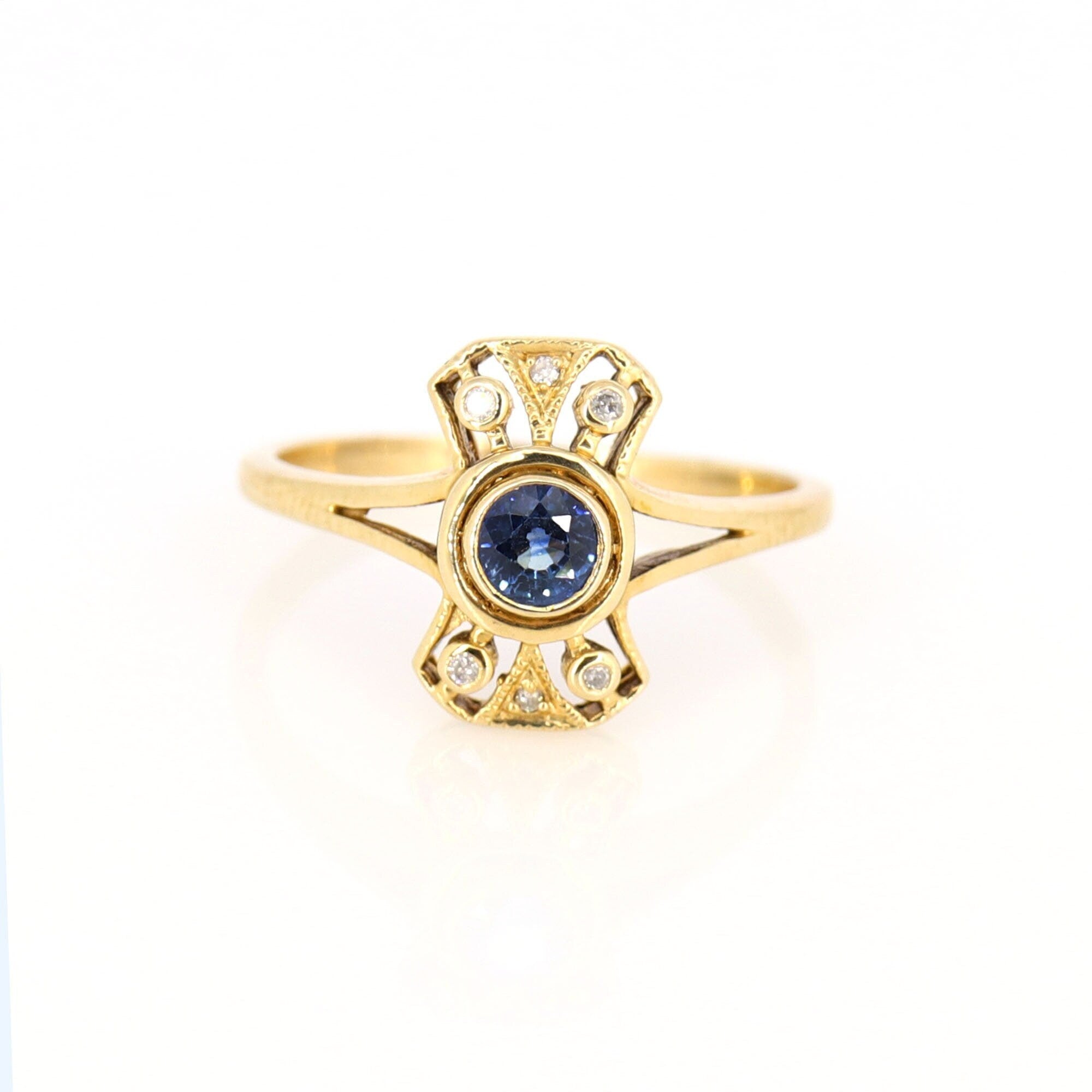 Antique 9K Yellow Sapphire Old Cut Ring Gold