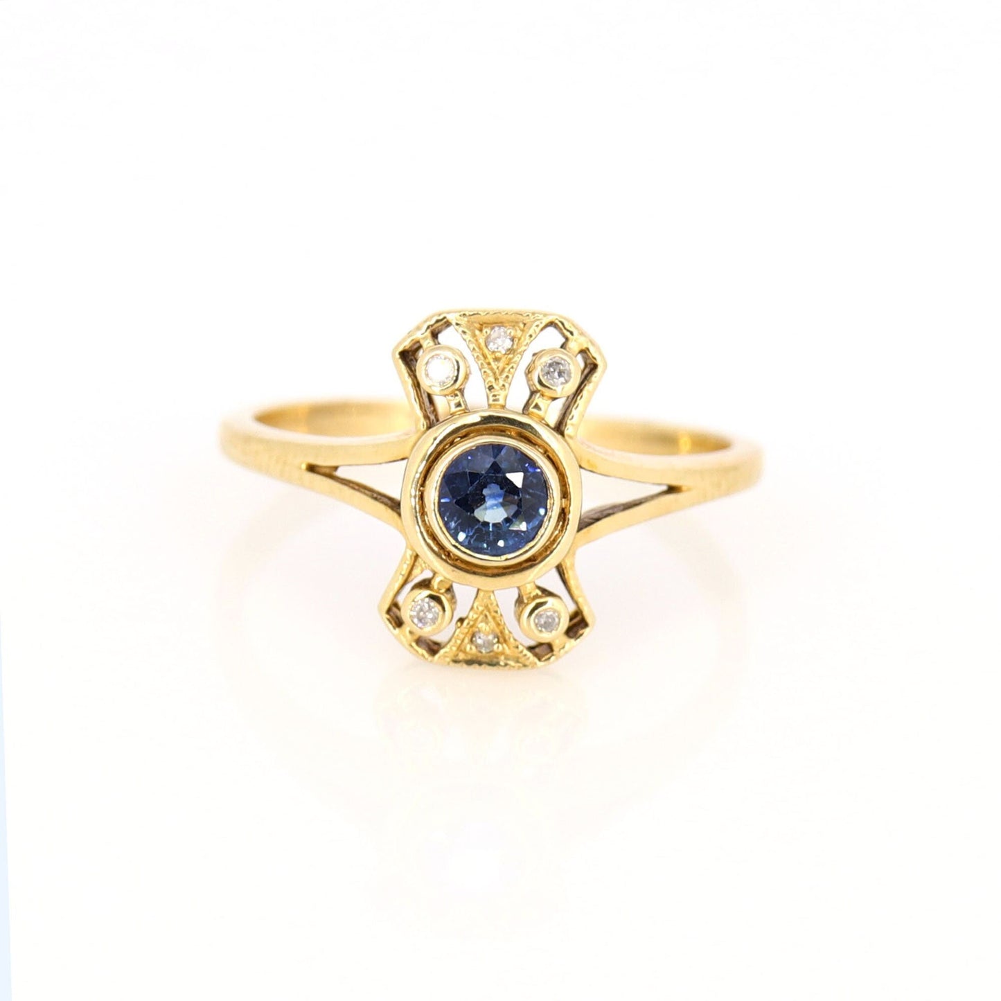 Antique 9K Yellow Sapphire Old Cut Ring Gold