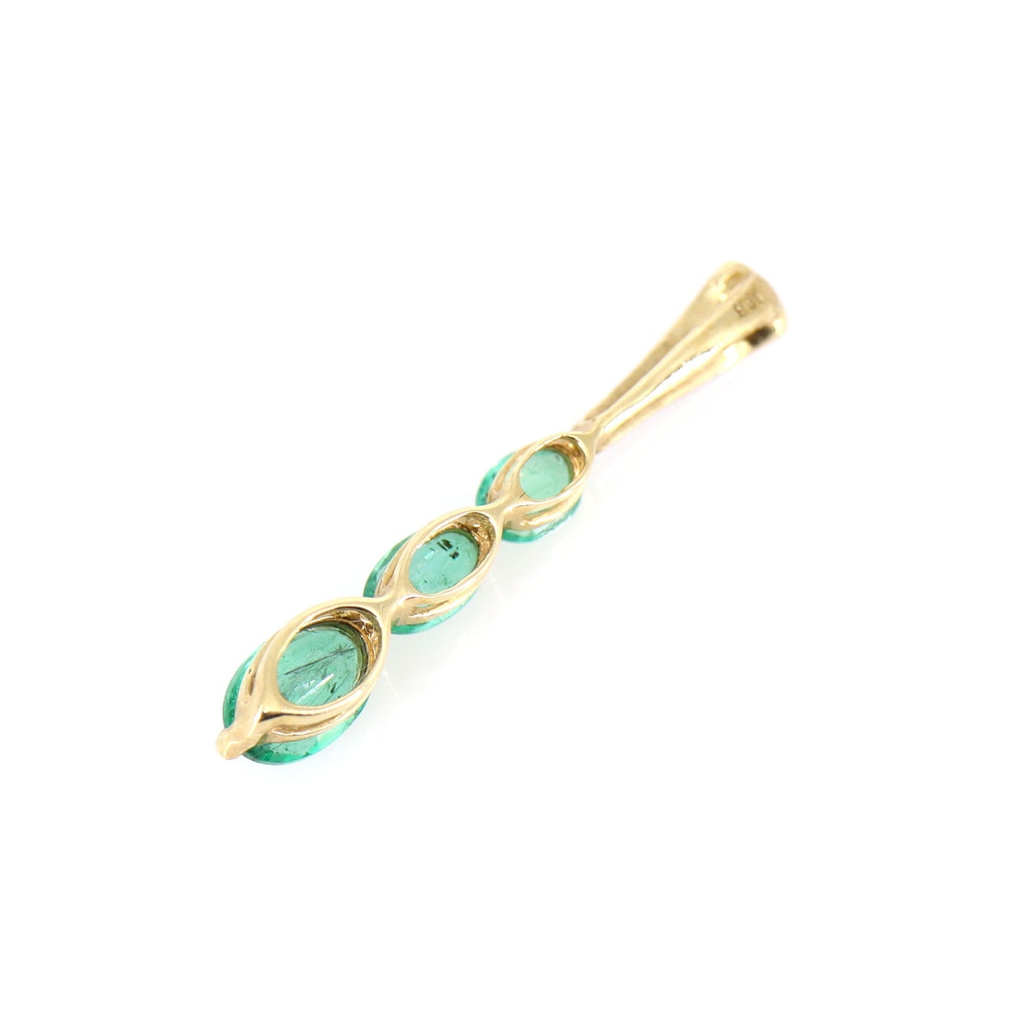 Yellow Oval Cut 0.77 Emerald Round Cut 0.03 Pendant 14K Gold
