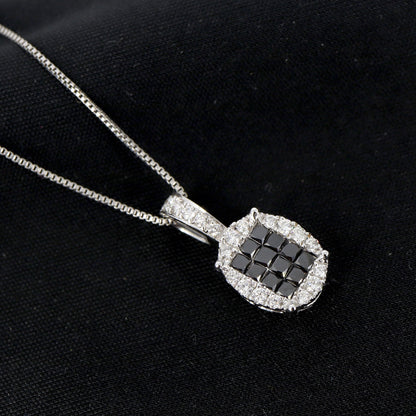 Invisible Princess Cut Black Pendant 18K Gold