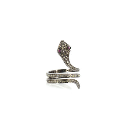 Snake Shape Pave Ring Gold