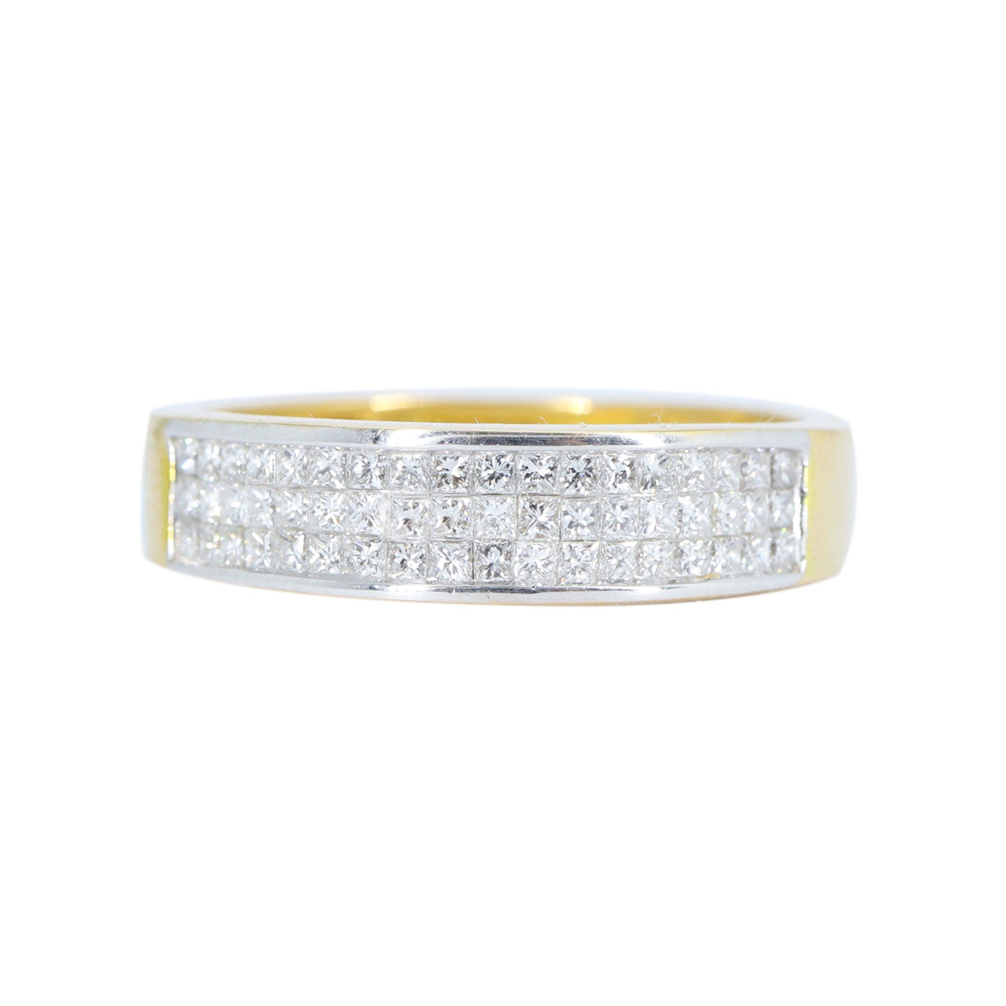 Half Eternity Yellow Band Princess Cut Ring 18K Gold