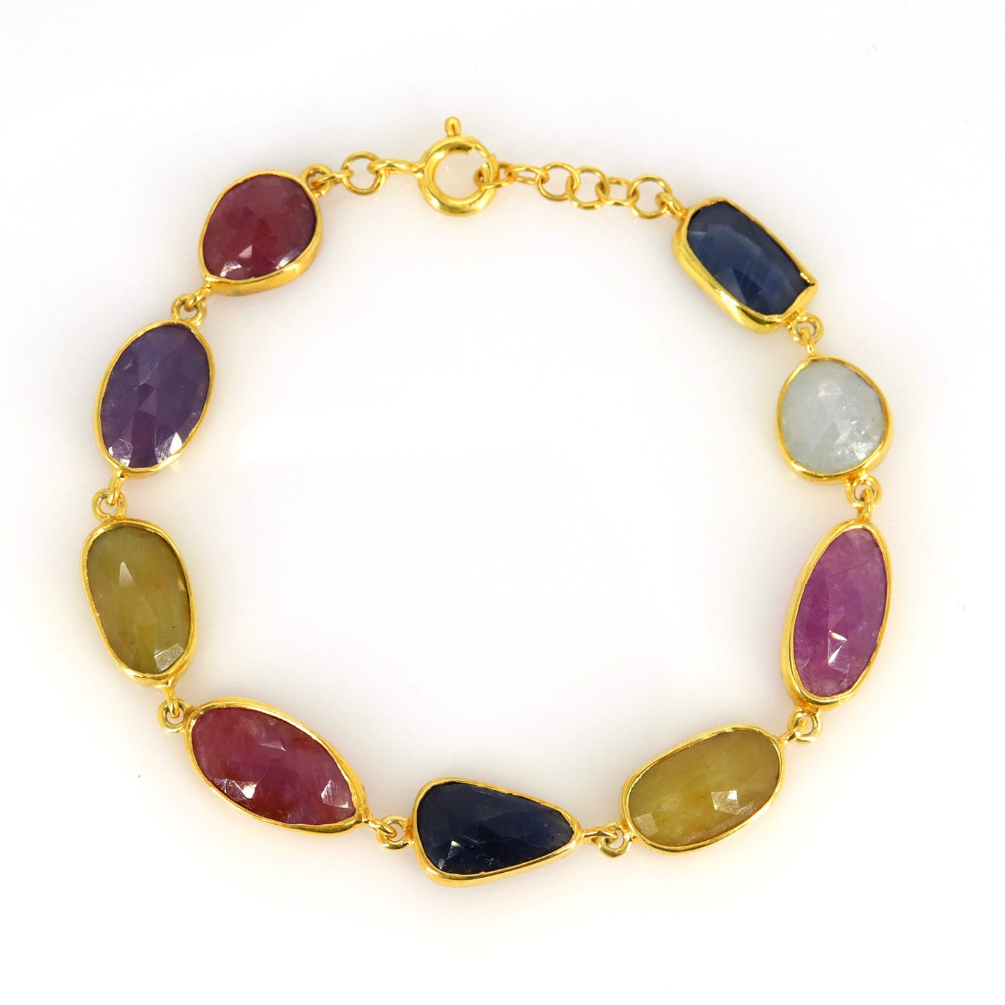 Multi Color Sapphire Gemstone Bracelet Gold