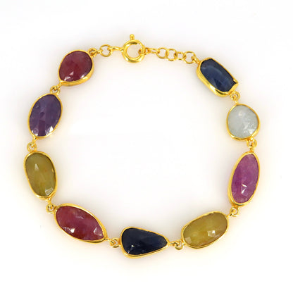 Multi Color Sapphire Gemstone Bracelet Gold