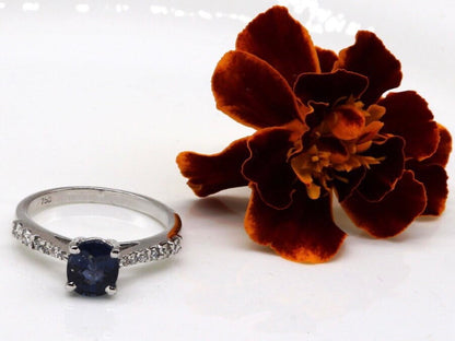 White Blue Sapphire Ring 18K Gold