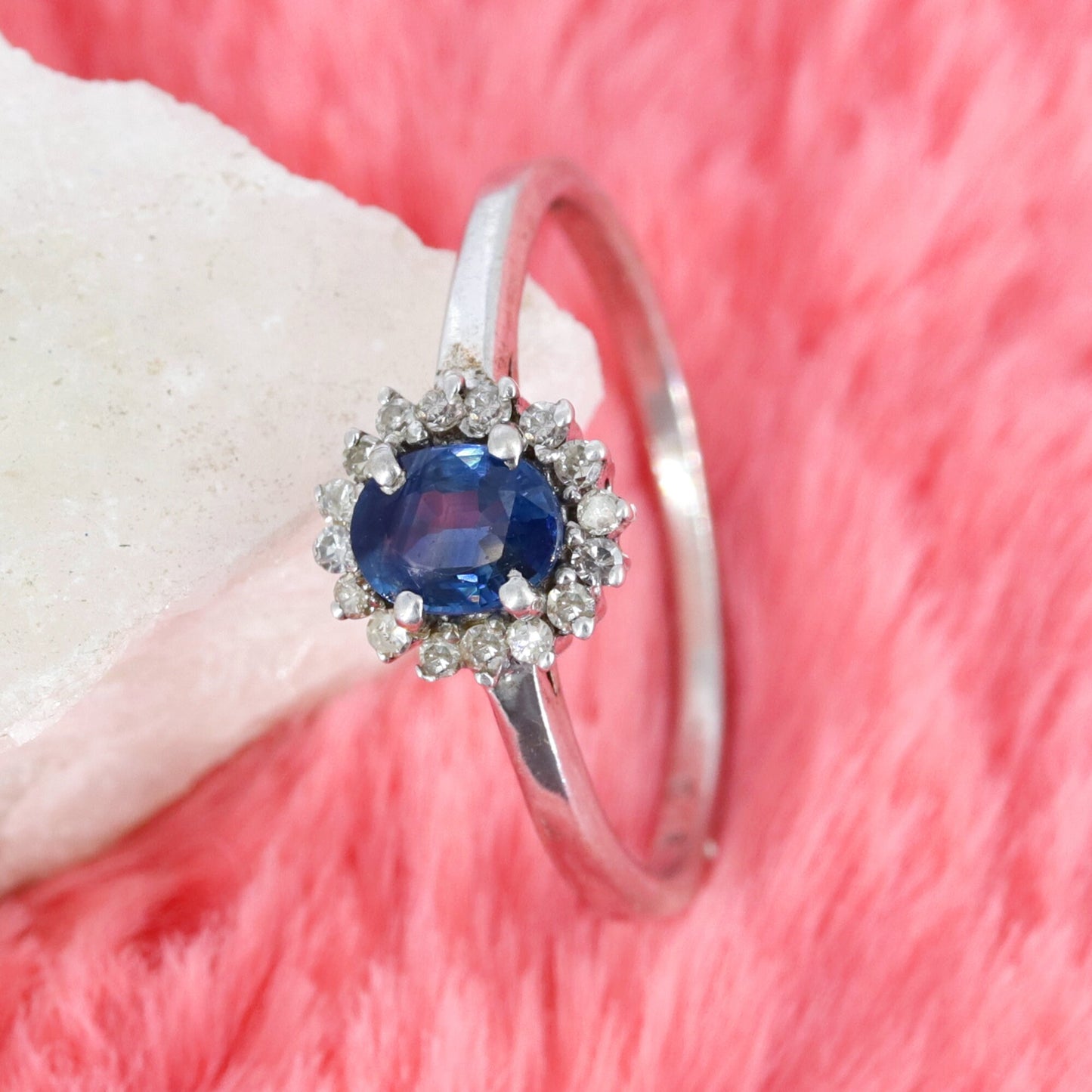 Oval Cut Blue Sapphire Ring Silver