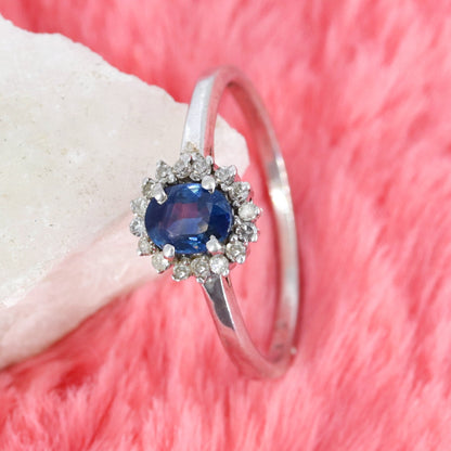 Oval Cut Blue Sapphire Ring Silver