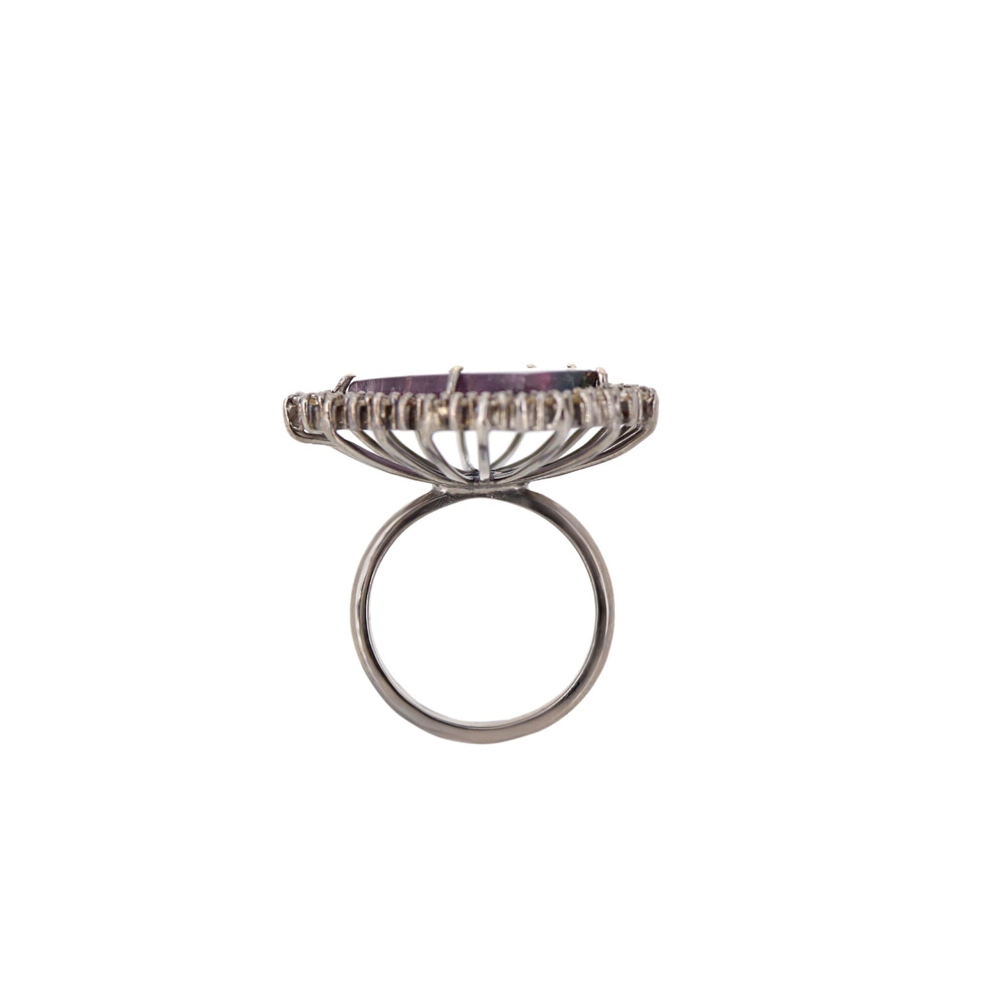 Bio Tourmaline Multi Color Stone Ring Silver