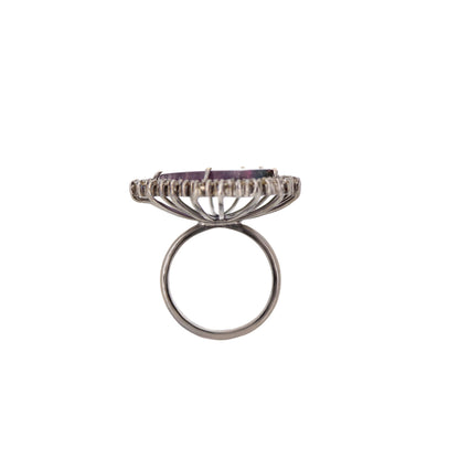 Bio Tourmaline Multi Color Stone Ring Silver