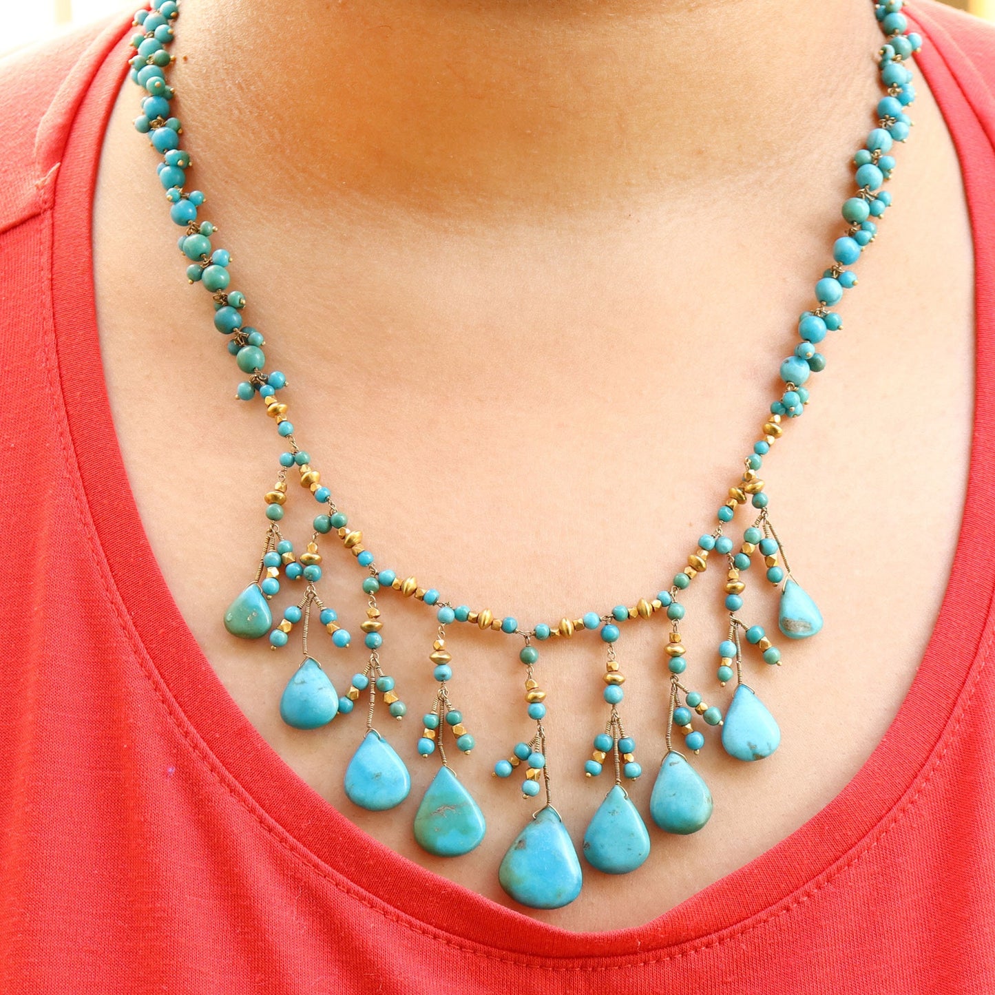 Arizona Turquoise Sleeping Beauty Necklace 18K Gold