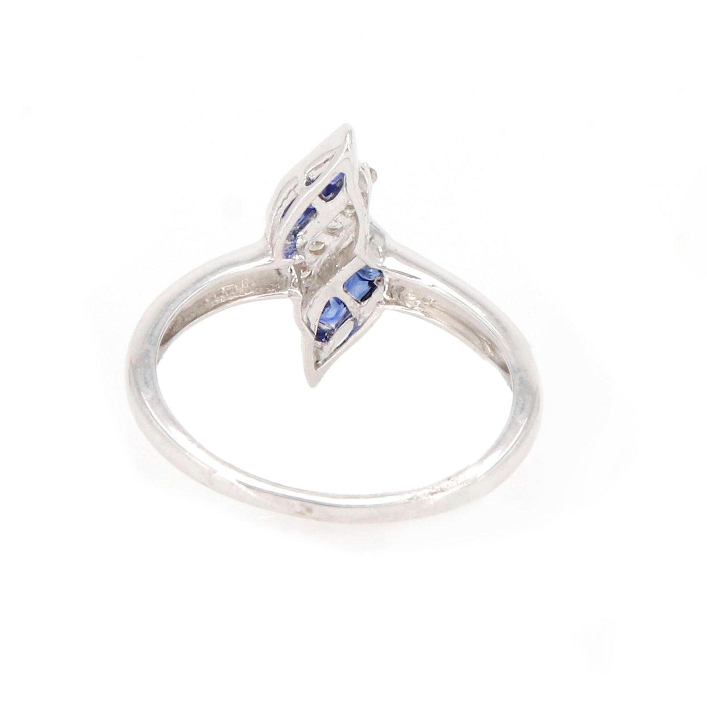 White Deep Blue Color Sapphire Elegant Design Ring 14K Gold