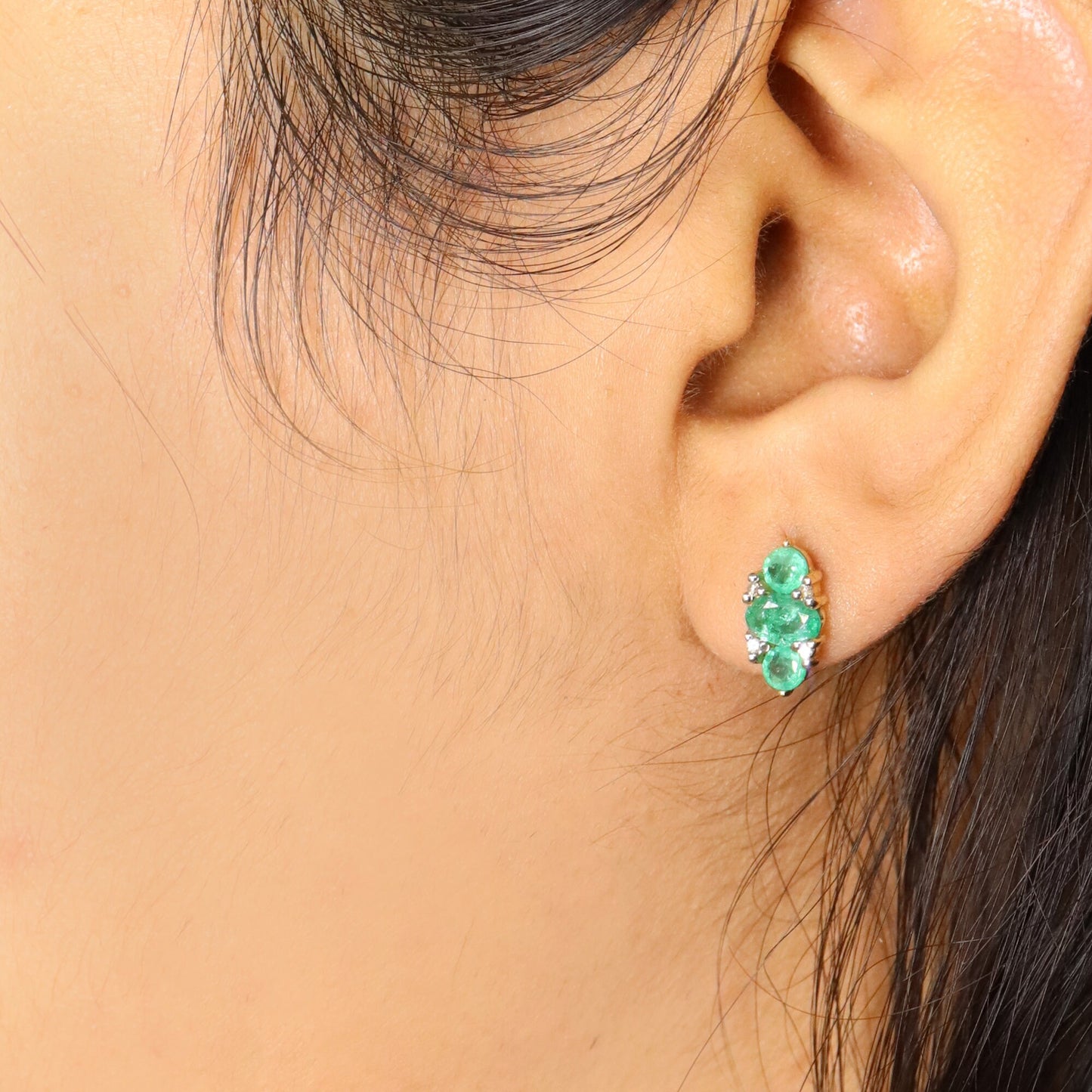Emerald Dainty Earring 14K Gold