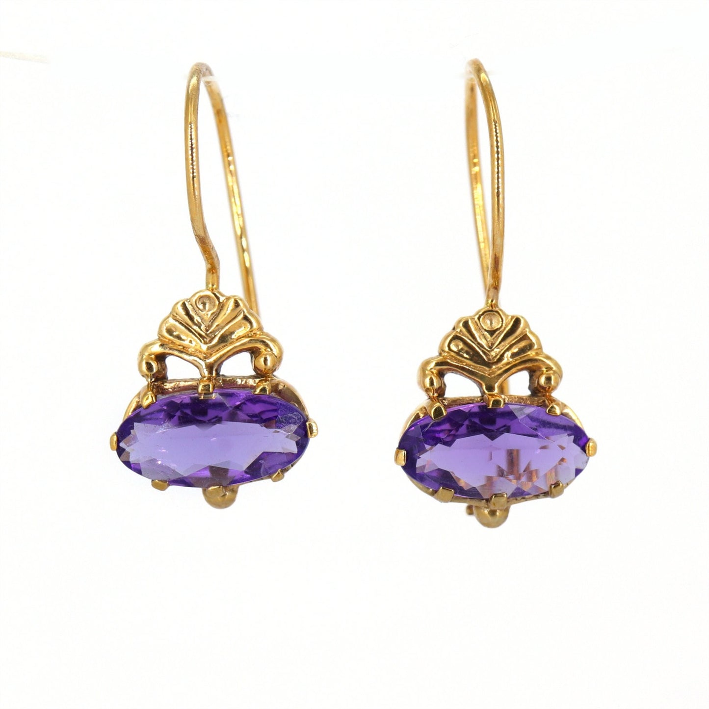 Faceted Amethyst Gemstone Earring Gold