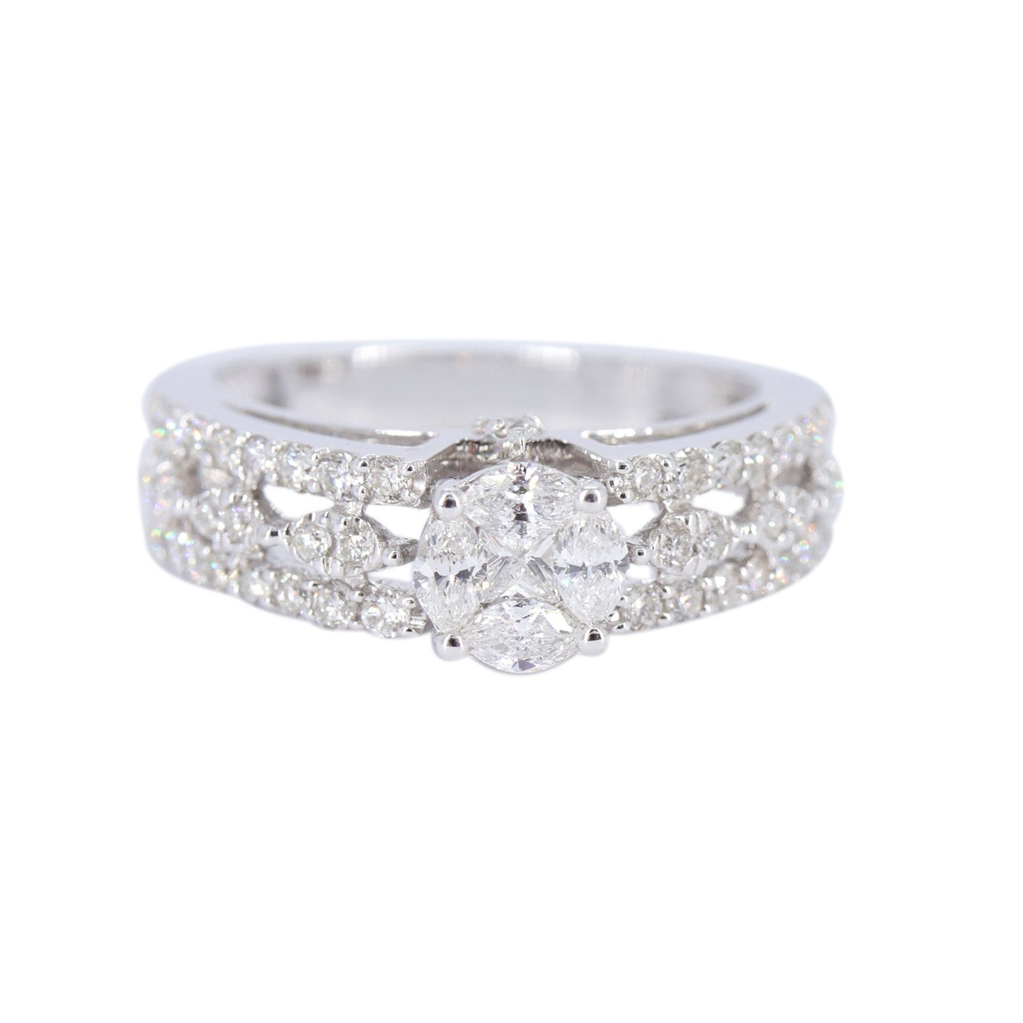 Cathedral White Ring 18K Gold