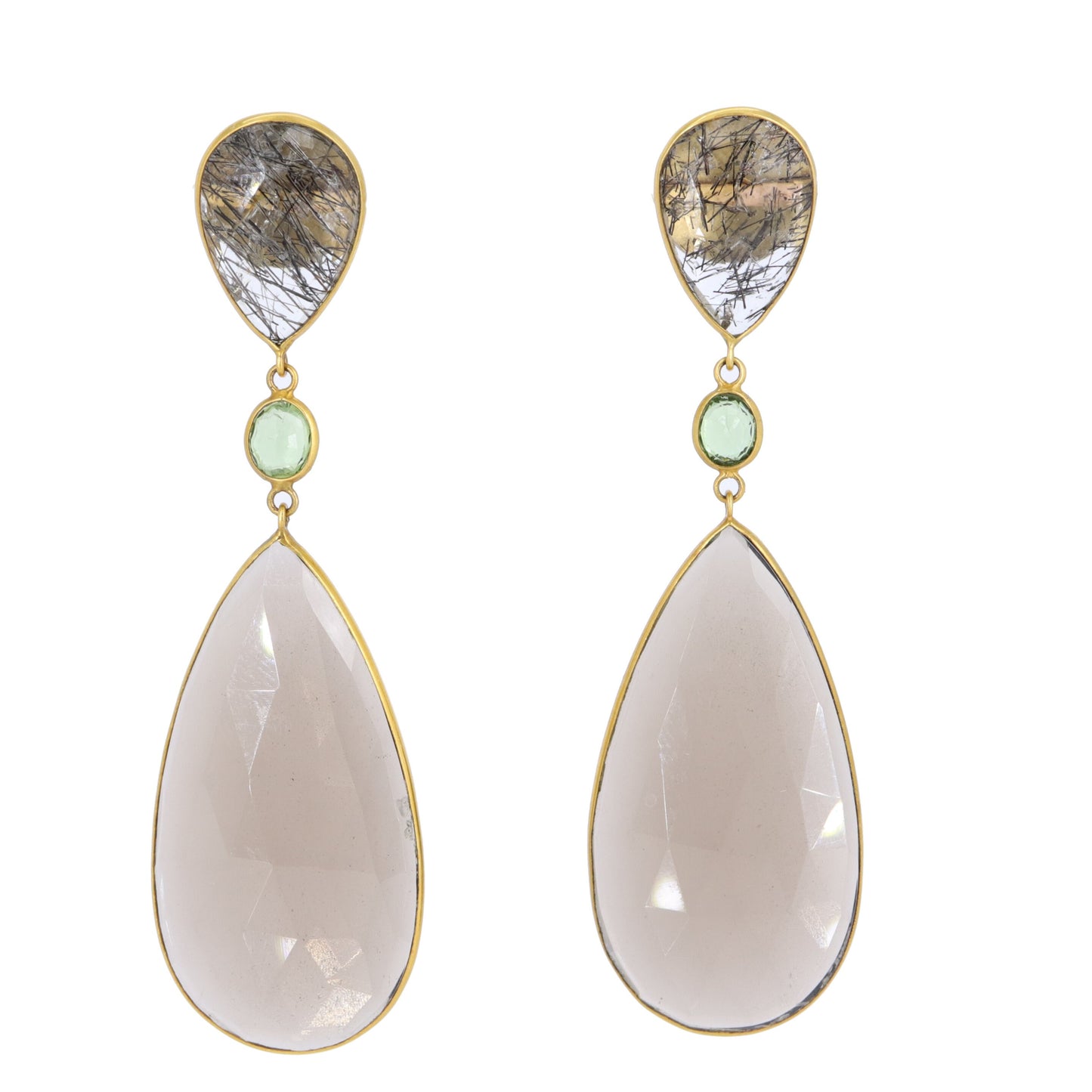 Black Rutilated Quartz Earring 18K Gold