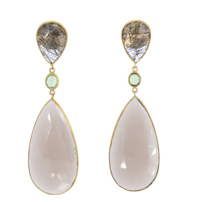Black Rutilated Quartz Earring 18K Gold