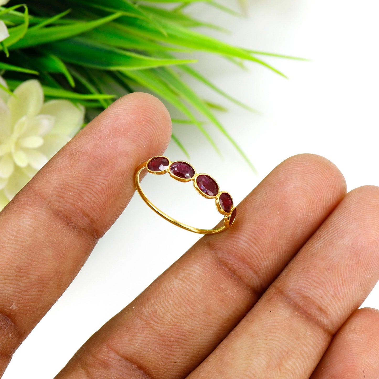 Ruby Emerald Ring 14K Gold