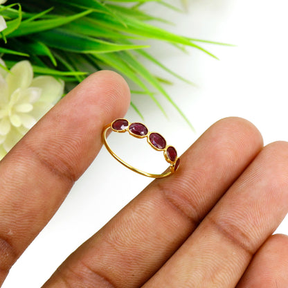 Ruby Emerald Ring 14K Gold