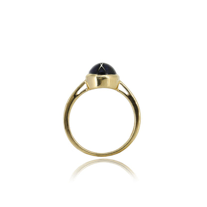 Solitaire Black Star Bezel Ring 14K Gold