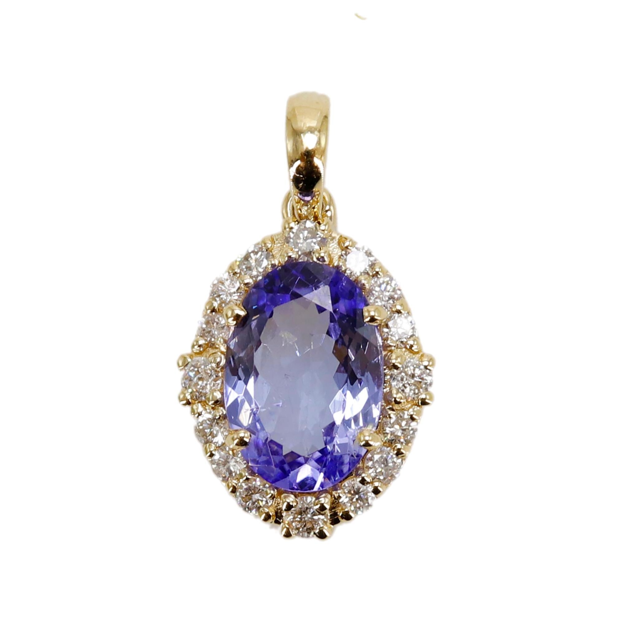 Oval Cut Tanzanite Pendant 14K Gold