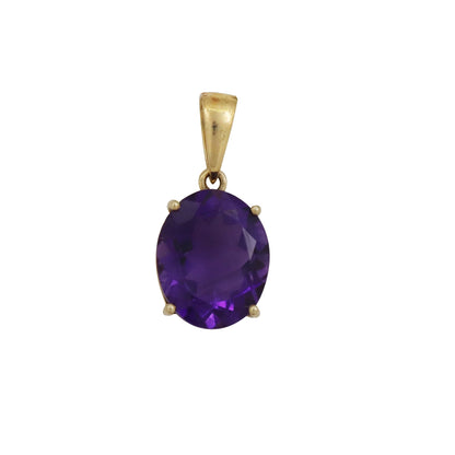 Oval Cut Amethyst Amethyst Charming Pendant 14K Gold