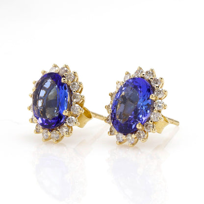 Tanzanite Cluster Earring 14K Gold