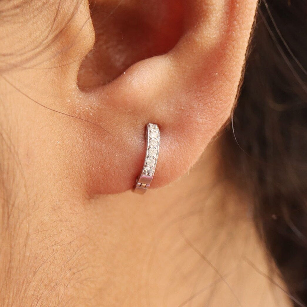 White Hoops Earring 18K Gold