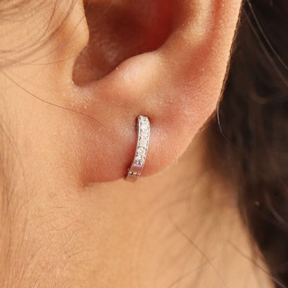 White Hoops Earring 18K Gold
