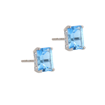 Blue Topaz Solitaire Stud Earring 18K Gold