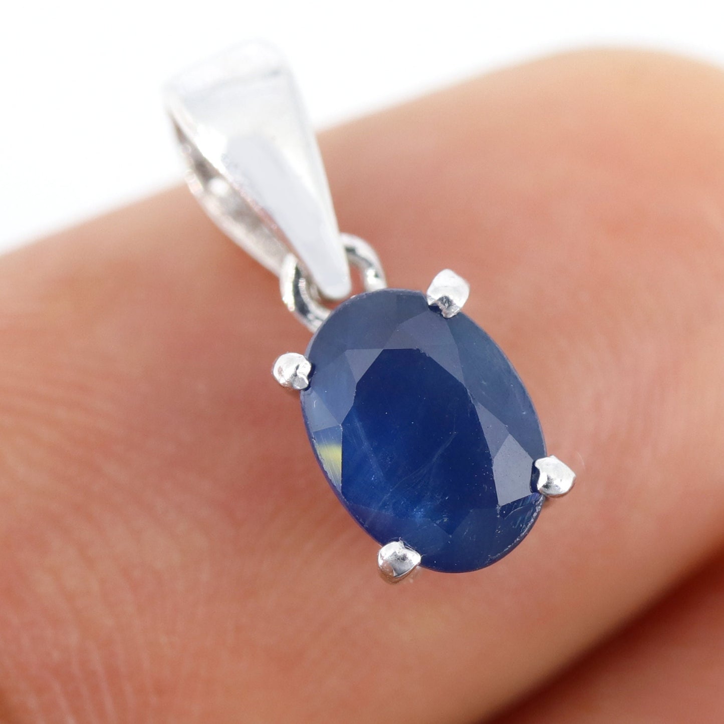 Blue Sapphire Necklace Silver