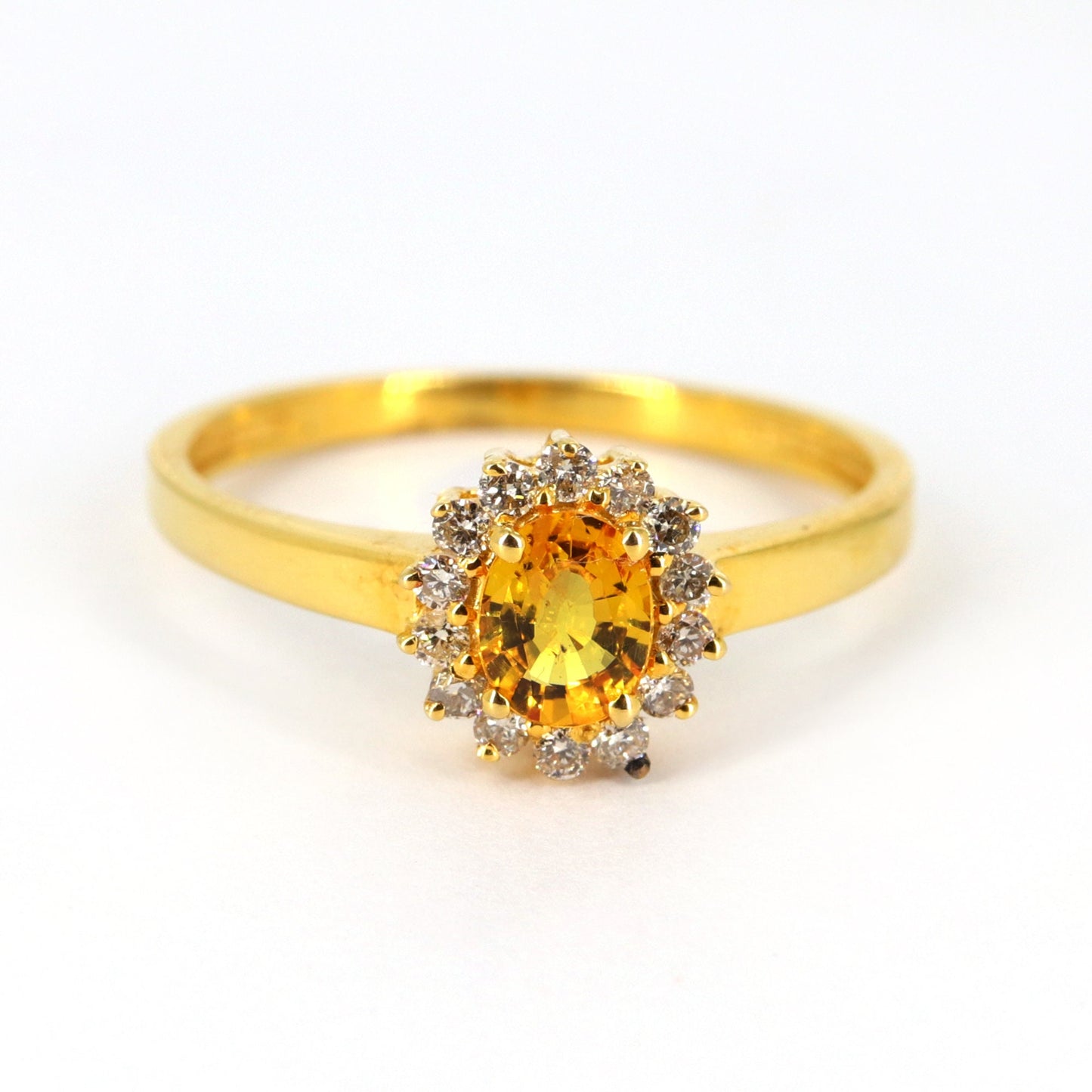 Minimalist White/Yellow Cluster Setting Ring 14K Gold