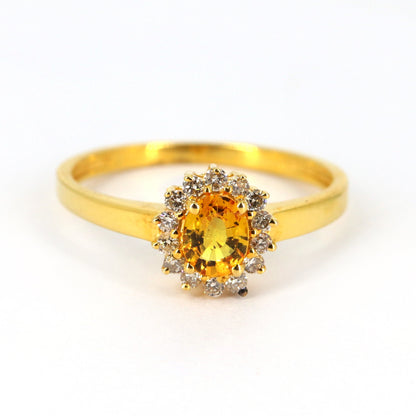 Minimalist White/Yellow Cluster Setting Ring 14K Gold