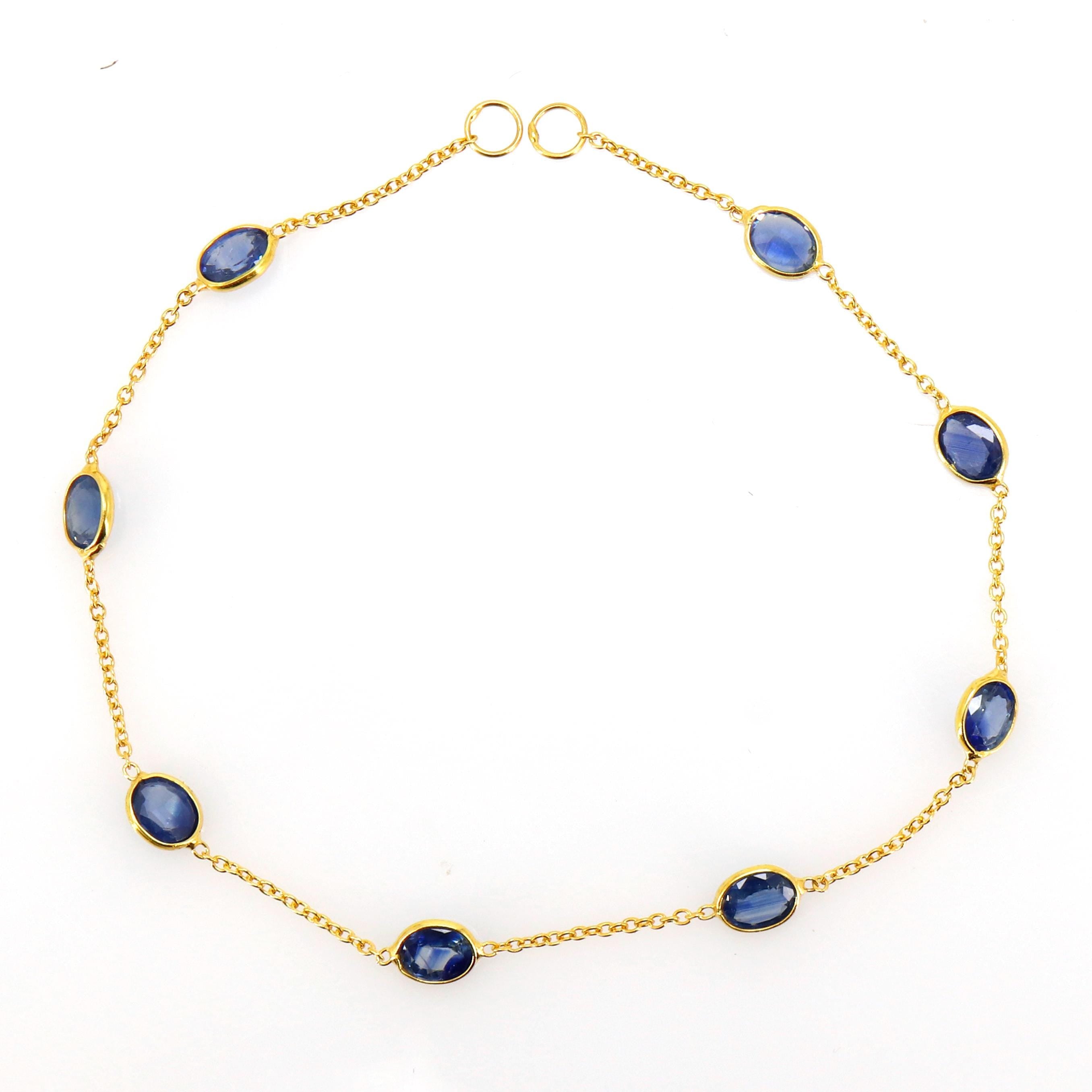 Deep Blue Sapphire Bracelet 14K Gold