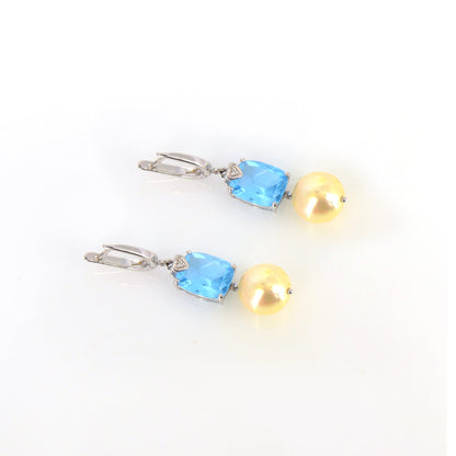 White Handmade Earring 14K Gold