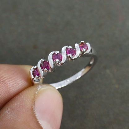 Handmade 925 Sterling Ladies Ruby Ring Silver