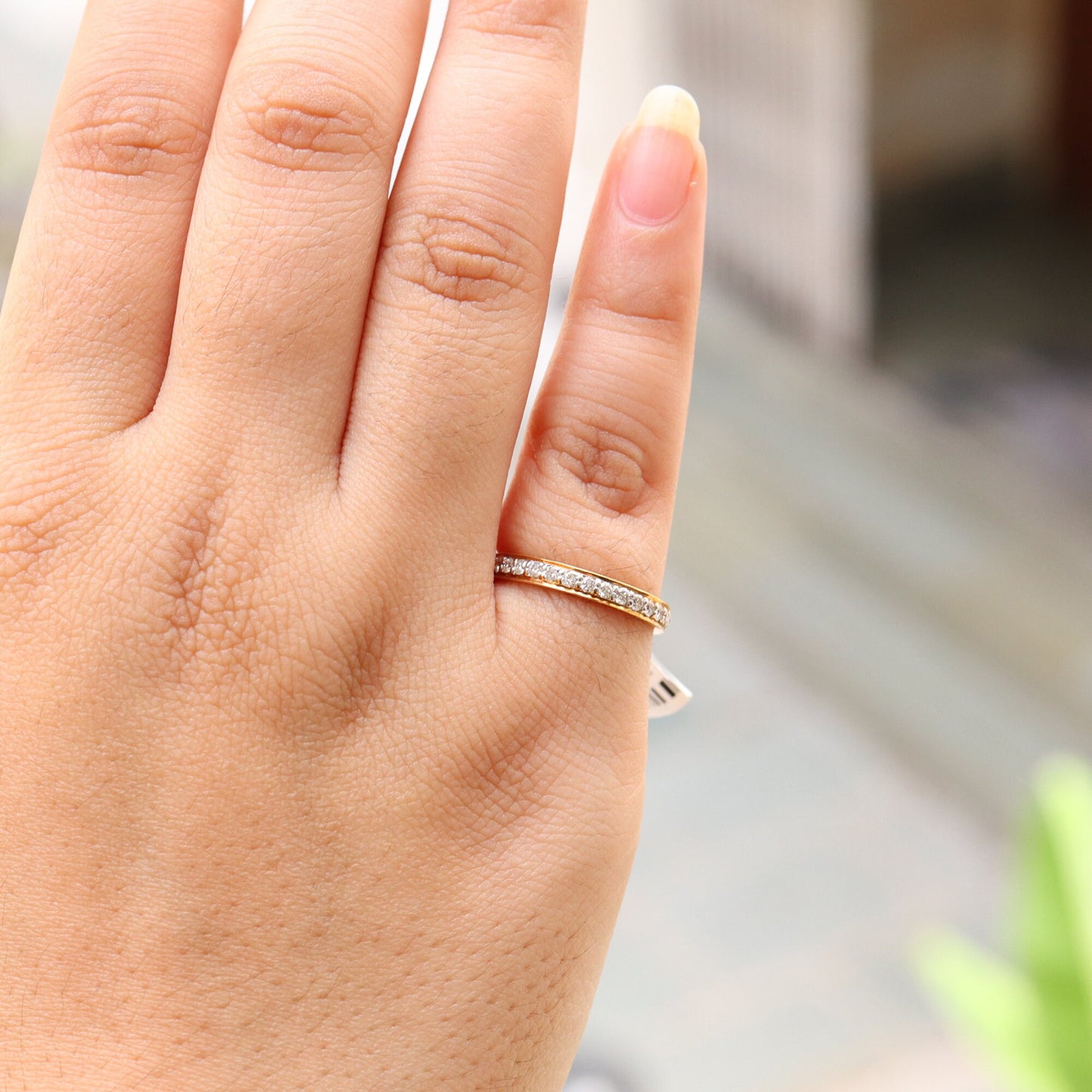 Rose Eternity Band Stackable Wedding Ring 18K Gold
