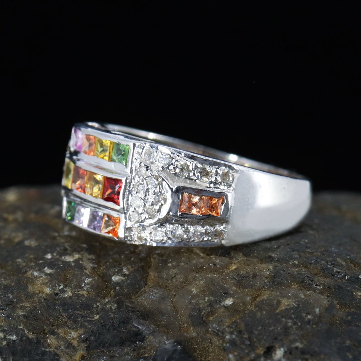 Multi Sapphire Ring Silver