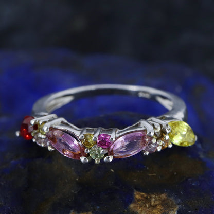 Classic Multi Sapphire Ring Silver