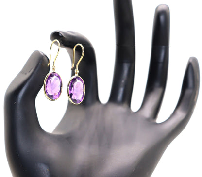 Yellow Handmade Amethyst Hanging Earring 18K Gold