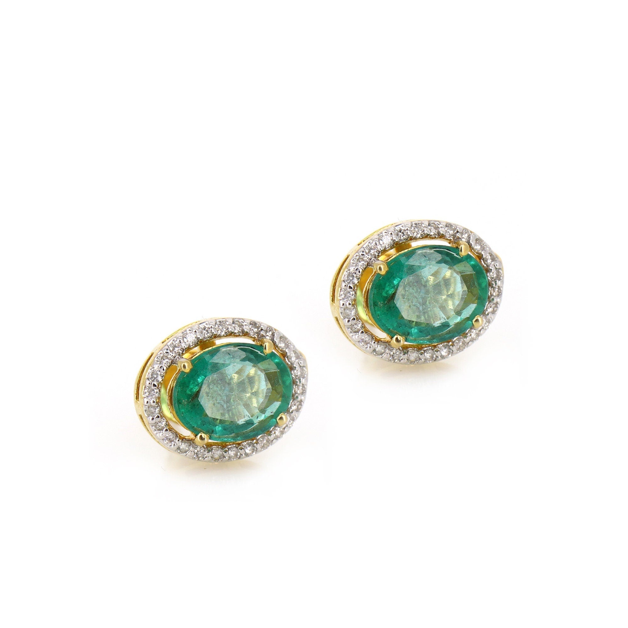 Halo Emerald Earring 18K Gold