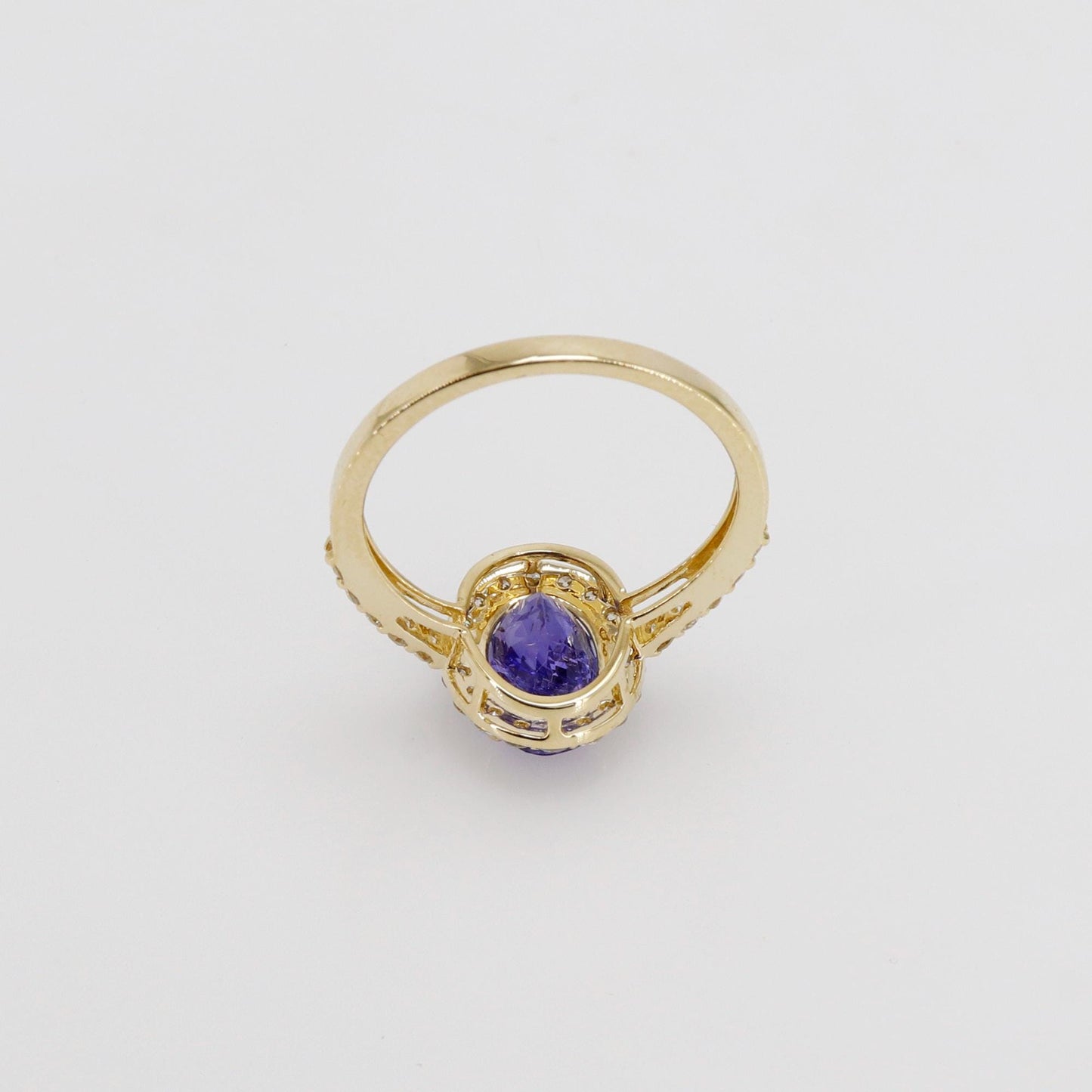 Deep Blue Tanzanite & Setted Yellow / Proposal Ring 14K Gold