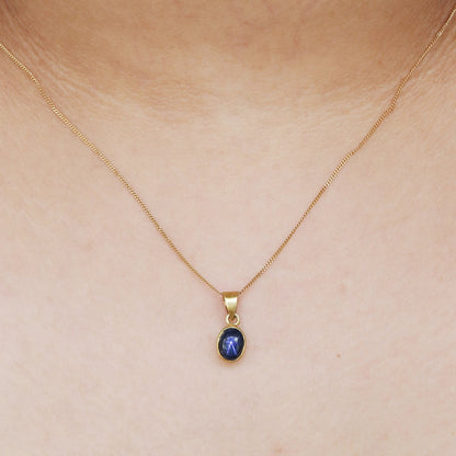 Blue Star Sapphire Pendant 14K Gold