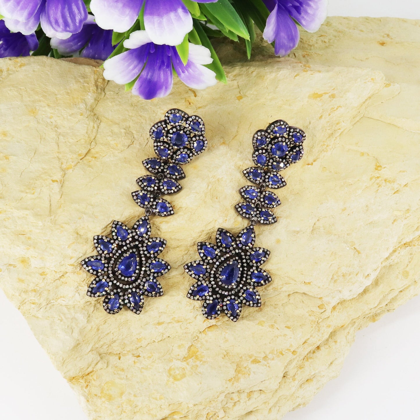 Vintage Replica Inspired Jewellery Taurus Blue Kyanite Earring