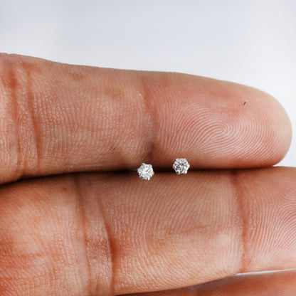 0.10/20 Studs White Studs Real Earring 18K Gold